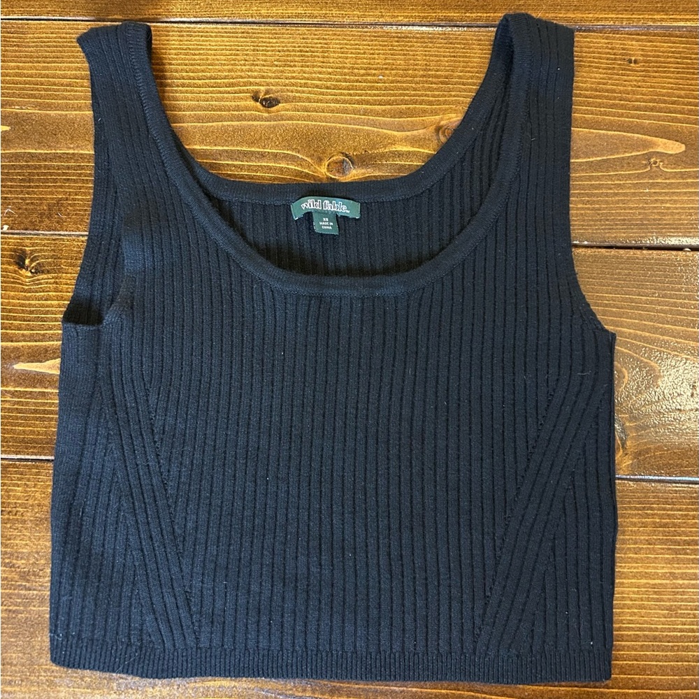 Wild Fable Black Ribbed Crop Tank Top